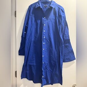 LIKE NEW! GAP Blue Knee Length Button Down Dress Cotton Sz XL